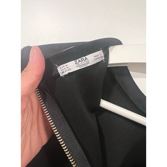 ZARA Minimalist Vegan Suede Black Short Sleeve T Shirt Style  Dress   Medium - Picture 6 of 7